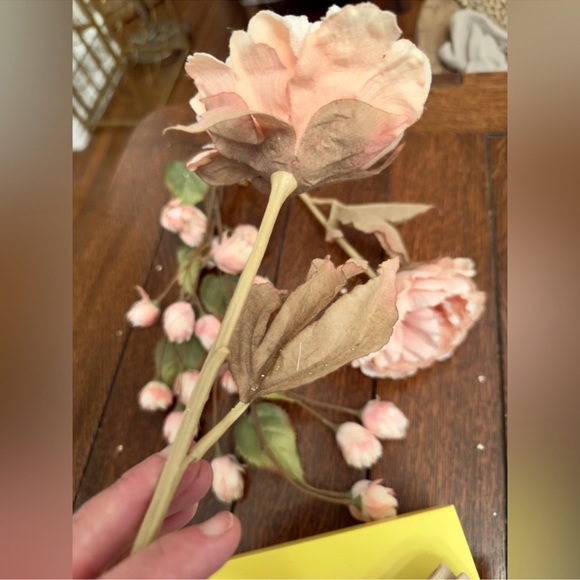 Blush Pink Roses Peonies Floral Green Leaves Wedding Dining Table Arrangement - Picture 12 of 16